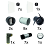 Kit de ventilation pour 1 cuisine + 2 bains + 5 branches insufflation - OPTIFLEX® + ColorLINE - ALDES
