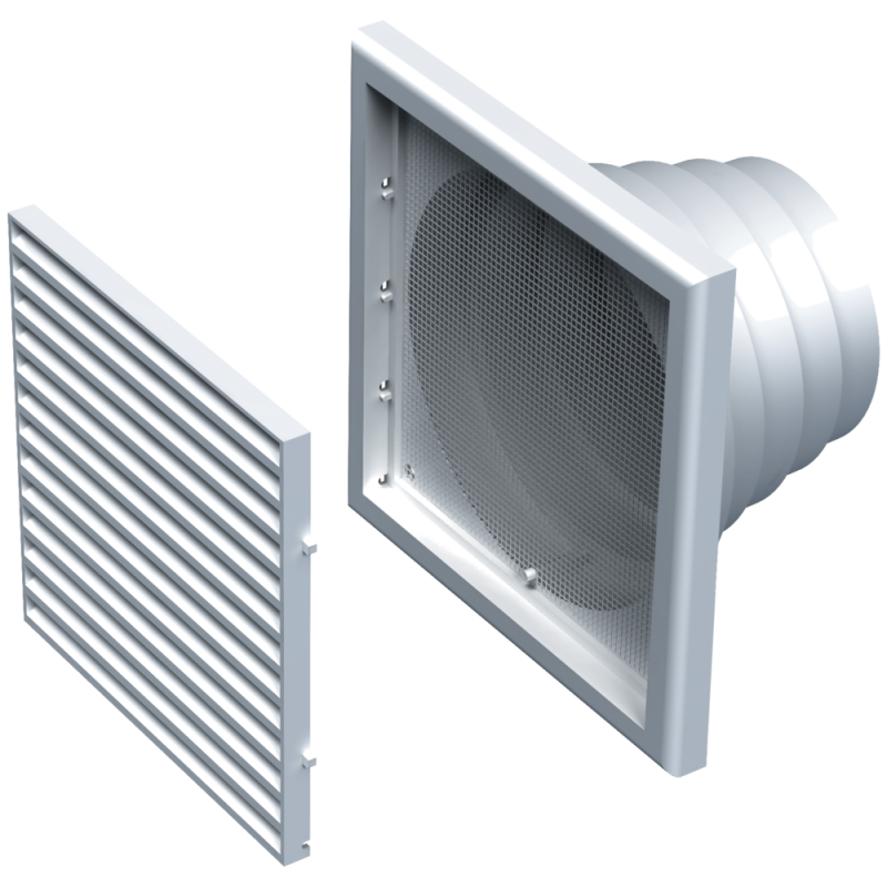 Grille extérieure carrée GPA 186x186 mm plastique blanc - ALDES - 11001503