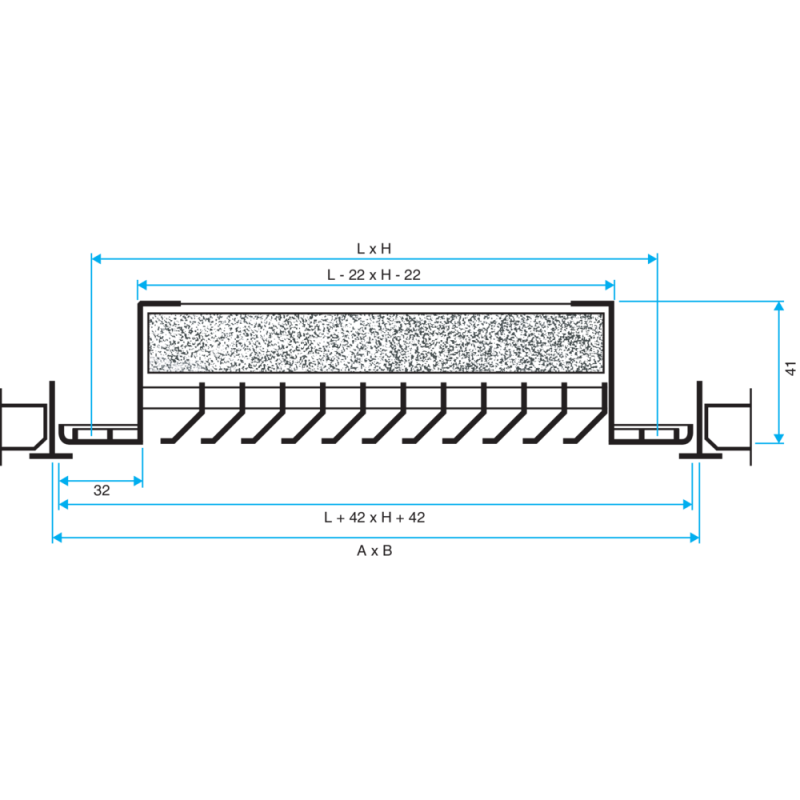 Grille reprise dalle de plafond 600x600 blanche ailettes inclinées filtre AG637 - ALDES - 11050681