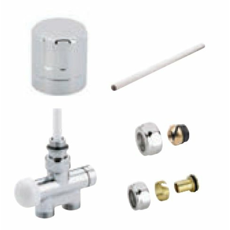 Kit de raccordement pour sèche-serviettes monotube manuelle chrome - ATLANTIC - 850325