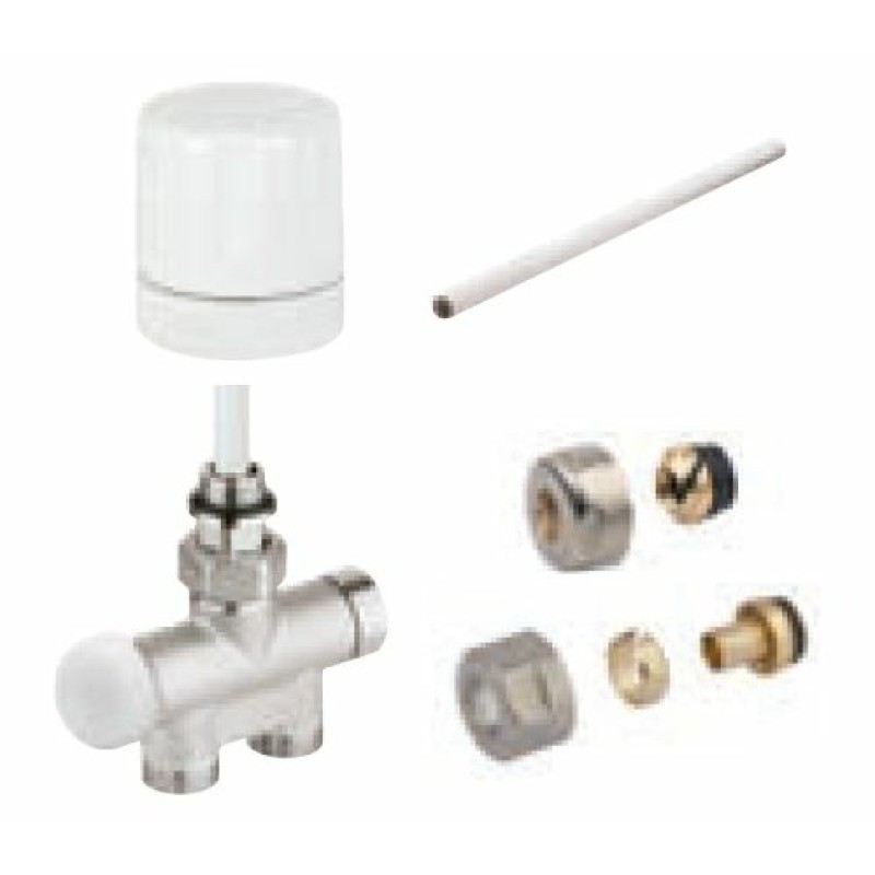 Kit de raccordement pour sèche-serviettes monotube manuelle blanc - ATLANTIC - 850326