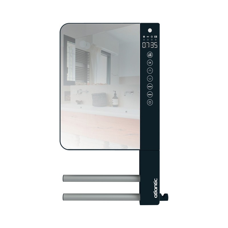 ATLANTIC - Sèche-serviettes soufflant&nbsp;Telia avec 2 barres et miroir anthracite 1800W - 720111