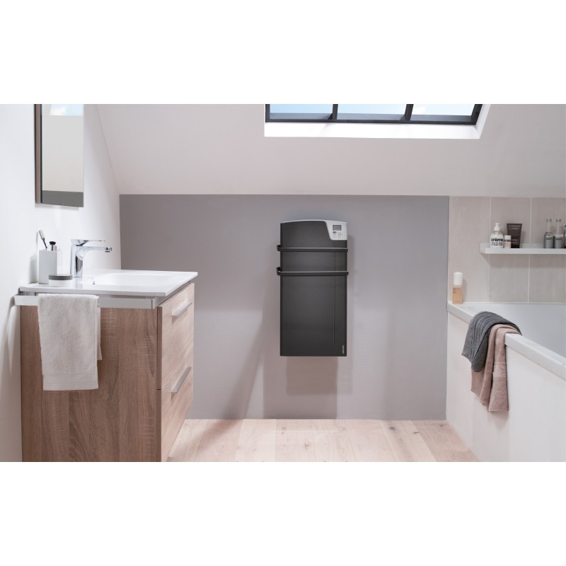 Radiateur sèche-serviettes Kea avec soufflerie gris 1400W - ATLANTIC - 841524