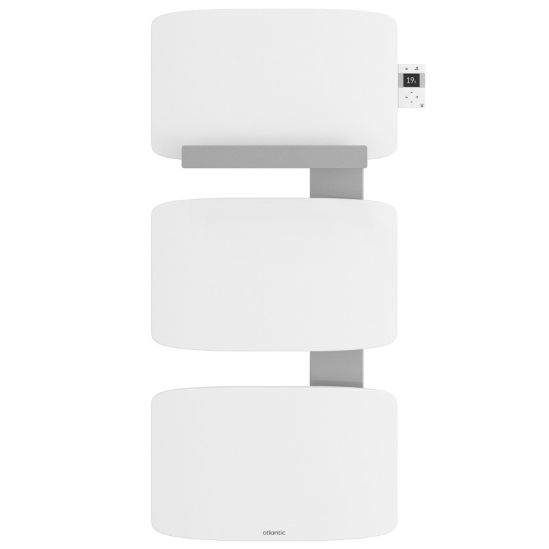 Radiateur sèche-serviettes connecté Amarilis mât à droite 650W blanc/gris - ATLANTIC - 862575