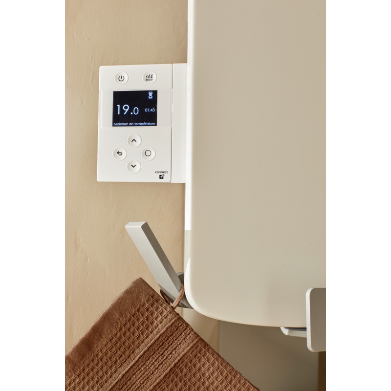 Radiateur sèche-serviettes connecté Amarilis mât à droite 650W blanc/gris - ATLANTIC - 862575
