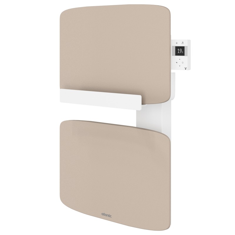 Radiateur sèche-serviettes connecté Amarilis mât à gauche 430W beige/blanc - ATLANTIC - 862586