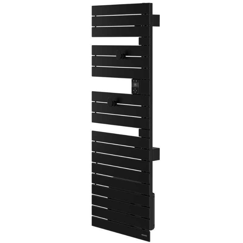 ATLANTIC - Sèche-serviettes connecté Nefertiti mât à droite 500W noir - 850016