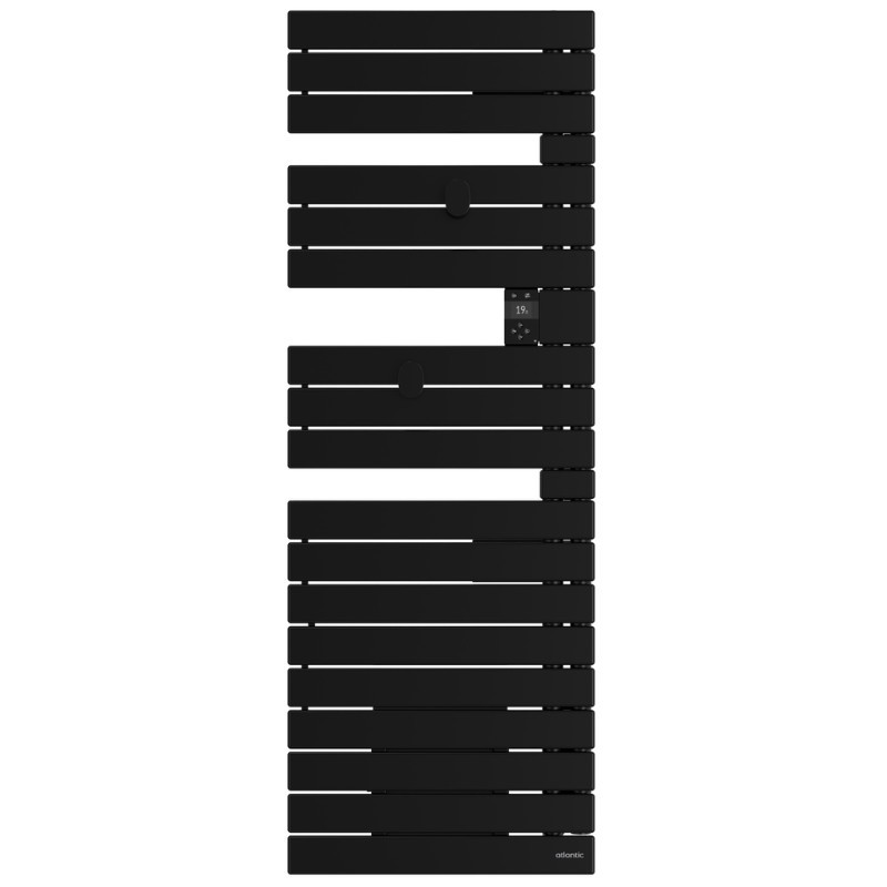 ATLANTIC - Sèche-serviettes connecté Nefertiti avec soufflerie mât à gauche 1500W noir - 850056