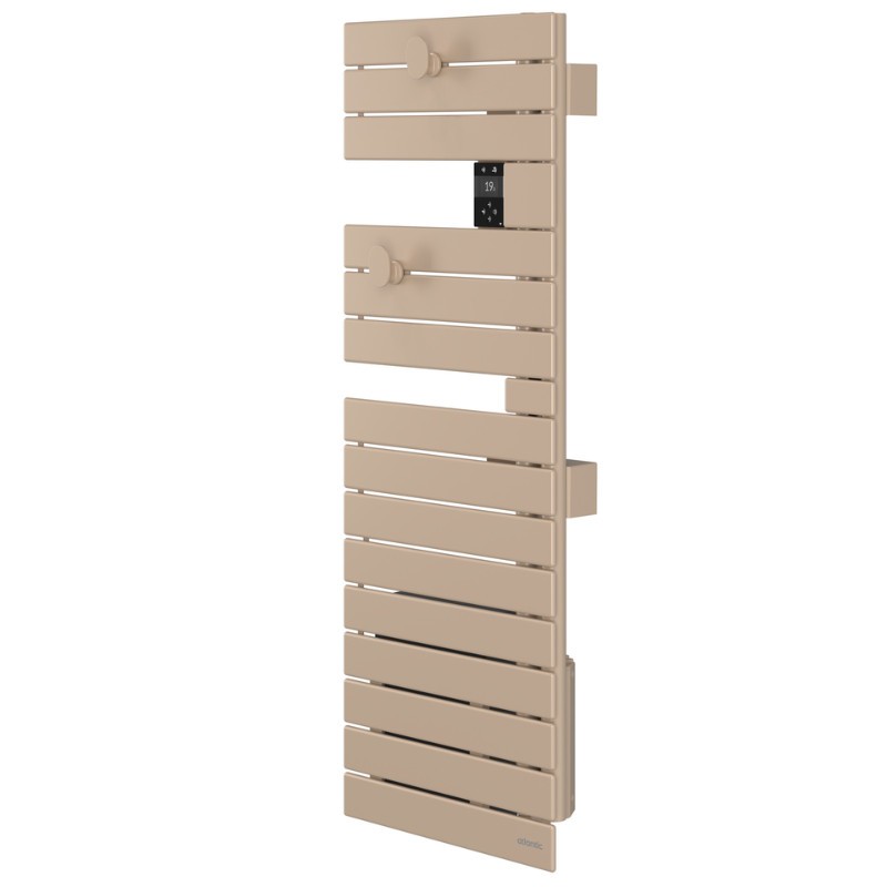ATLANTIC - Sèche-serviettes connecté Nefertiti étroit avec soufflerie mât droite 1500W beige - 850098