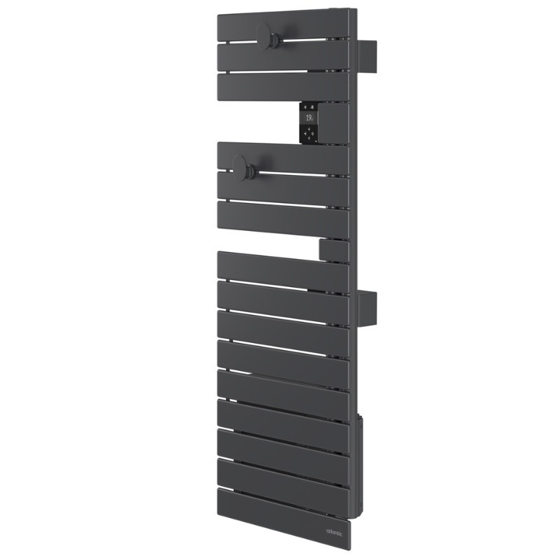 ATLANTIC - Sèche-serviettes connecté Nefertiti étroit avec soufflerie mât droite 1500W graphite - 850104