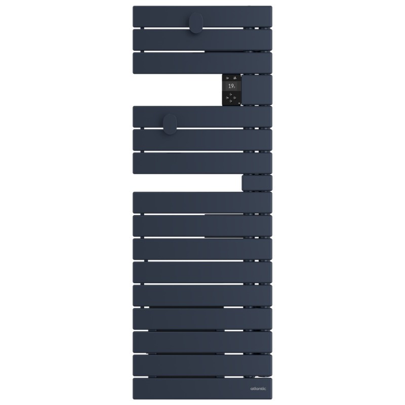ATLANTIC - Sèche-serviettes connecté Nefertiti étroit avec soufflerie mât droite 1600W bleu profond - 850602