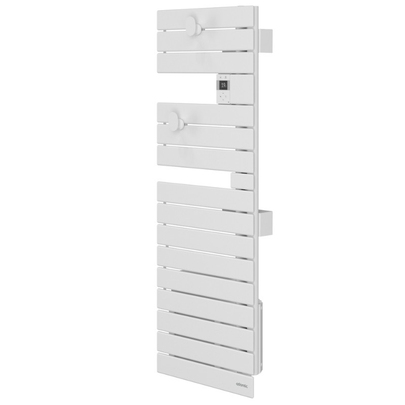 ATLANTIC - Sèche-serviettes connecté Nefertiti étroit mât gauche 600W blanc carat - 850611