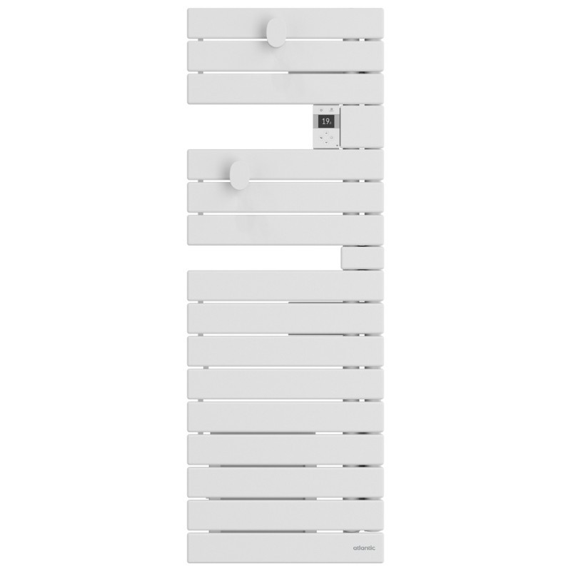 ATLANTIC - Sèche-serviettes connecté Nefertiti étroit mât gauche 500W blanc carat - 850634
