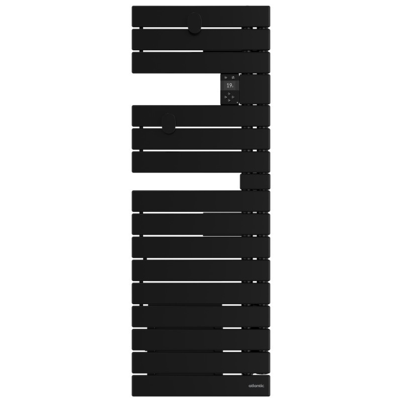 ATLANTIC - Sèche-serviettes connecté Nefertiti étroit mât gauche 500W noir - 850637
