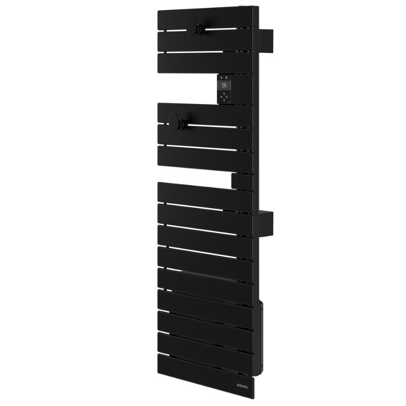 ATLANTIC - Sèche-serviettes connecté Nefertiti étroit mât droite 500W noir - 850638