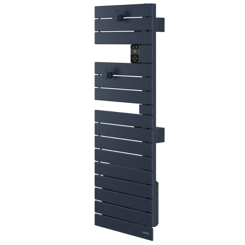 ATLANTIC - Sèche-serviettes connecté Nefertiti étroit mât droite 500W bleu profond - 850642