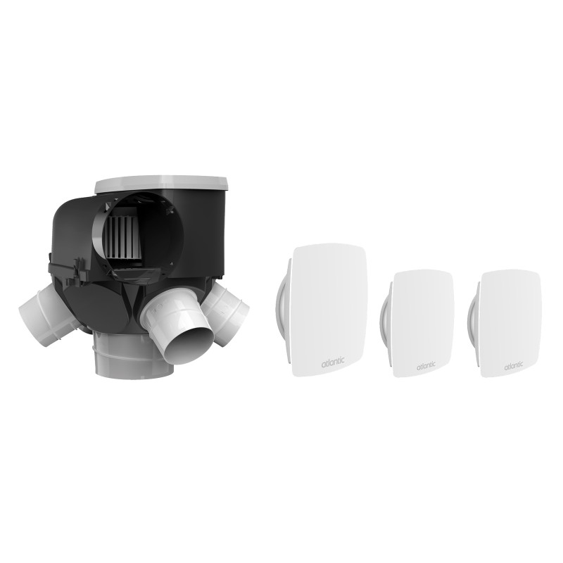 VMC simple flux autoréglable Kit Autocosy 4 sanitaires (3 bouches LINES) - ATLANTIC - 412288