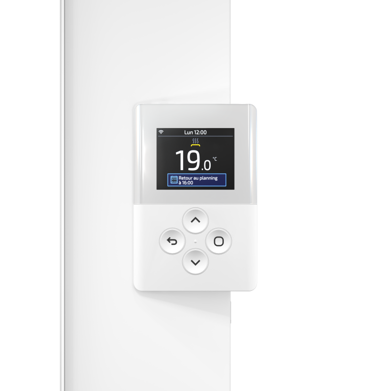 Radiateur connecté avec pilotage intelligent vertical étroit 1000W blanc carat AGILIA+ - ATLANTIC