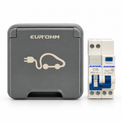 Kit prêt à poser prise de recharge VE 3,7 kW 16A 230V protection différentielle - OXXO - EUR'OHM - 19500