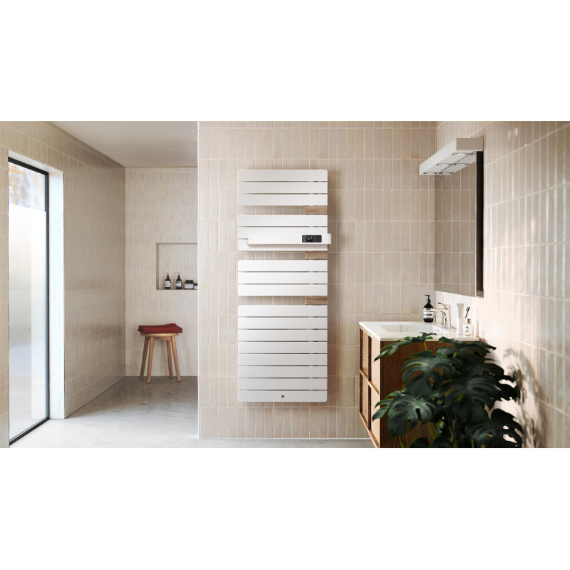 THERMOR - Sèche-serviettes connecté Allure 4 750W Blanc mat/Chêne Mat à droite - 483260