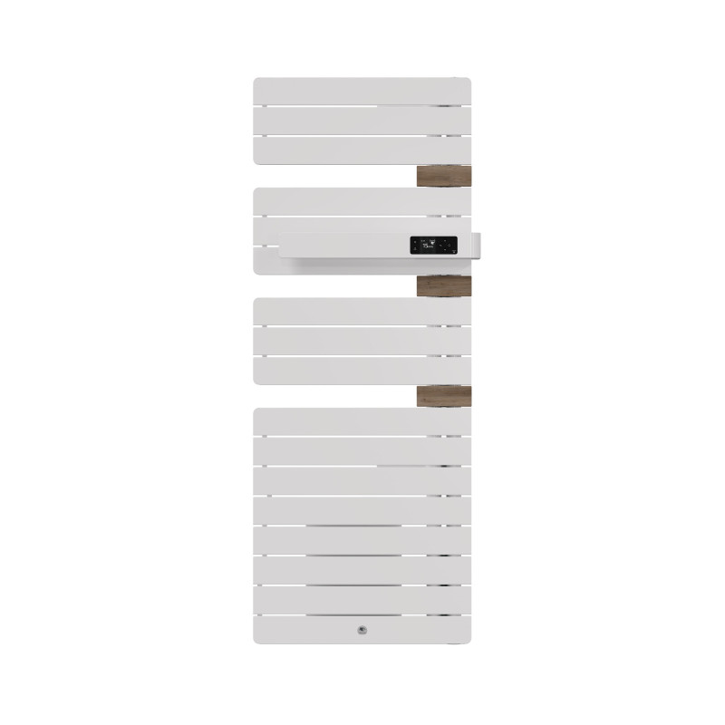 THERMOR - Sèche-serviettes connecté Allure 4 avec soufflerie 1750W Blanc brillant/Chêne Mat à droite - 483274