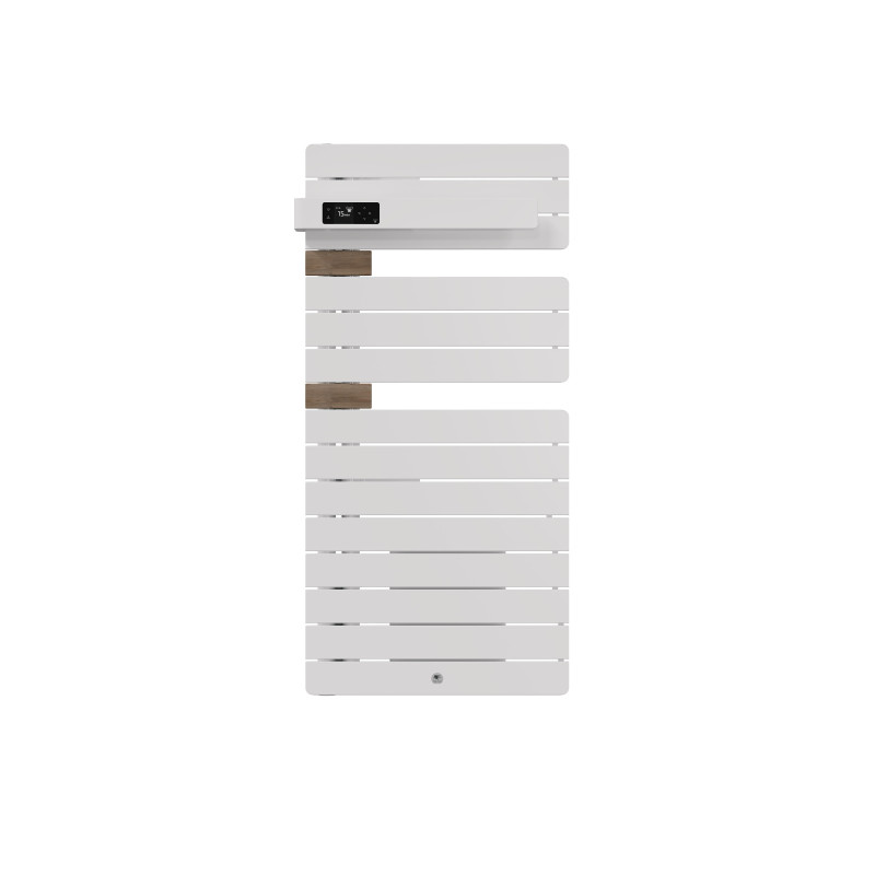 THERMOR - Sèche-serviettes connecté Allure 4 avec soufflerie 1500W Blanc brillant/Chêne Mat à gauche - 483308