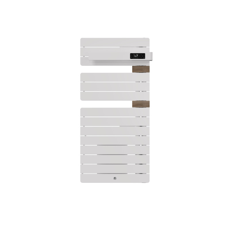 THERMOR - Sèche-serviettes connecté Allure 4 avec soufflerie 1500W Blanc brillant/Chêne Mat à droite - 483309