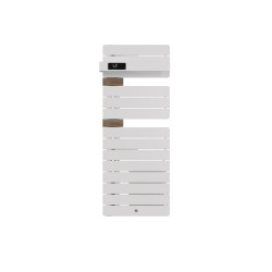 THERMOR - Sèche-serviettes connecté Allure 4 étroit avec soufflerie 1500W Blanc brillant/Chêne Mat à gauche - 483374