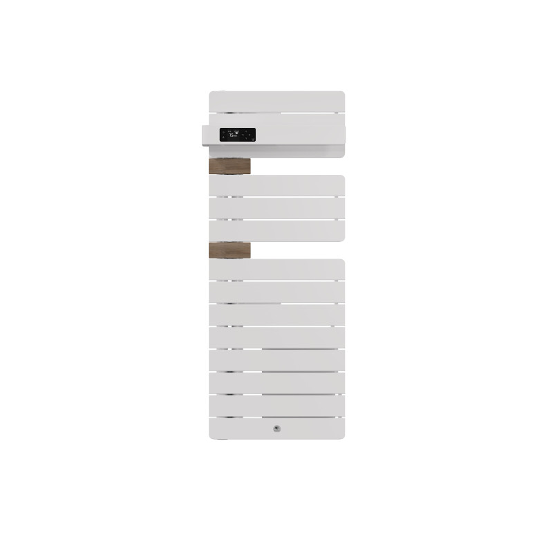 THERMOR - Sèche-serviettes connecté Allure 4 étroit avec soufflerie 1500W Blanc brillant/Chêne Mat à gauche - 483374