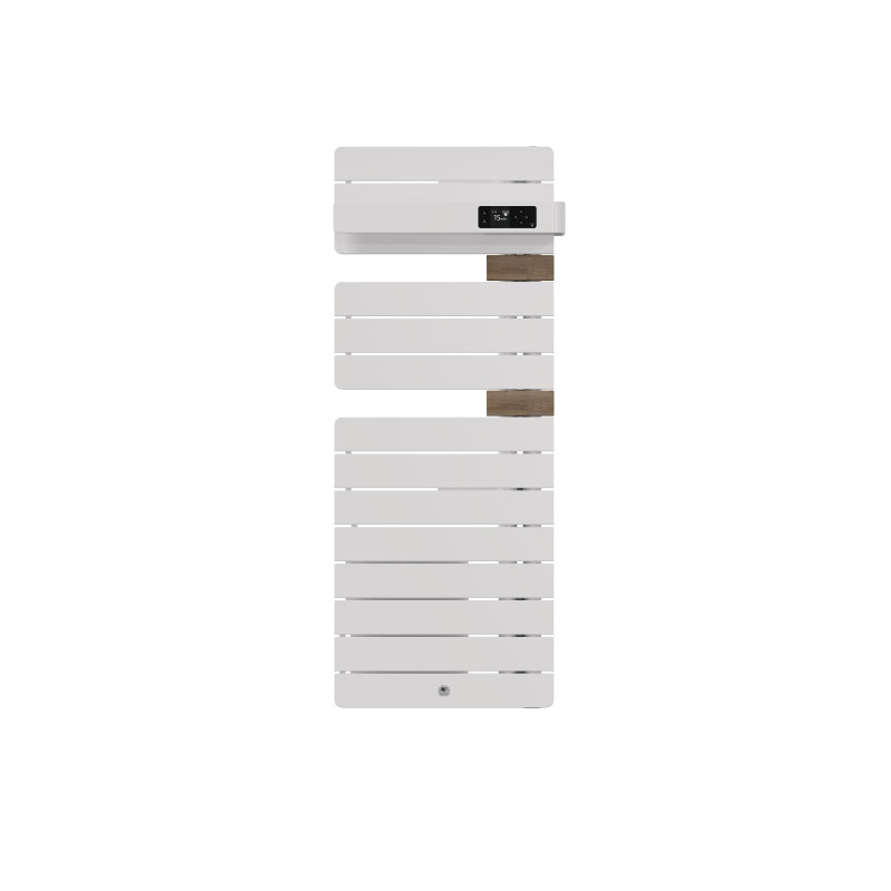 THERMOR - Sèche-serviettes connecté Allure 4 étroit avec soufflerie 1500W Blanc brillant/Chêne Mat à droite - 483375
