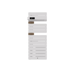 THERMOR - Sèche-serviettes connecté Allure 4 étroit avec soufflerie 1500W Blanc mat/Chêne Mat à gauche - 483376