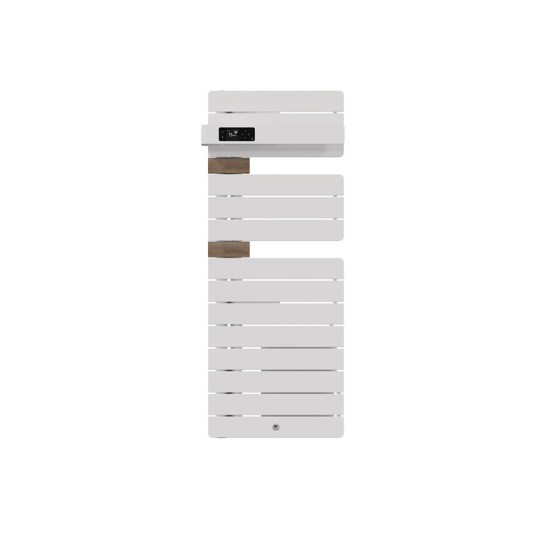 THERMOR - Sèche-serviettes connecté Allure 4 étroit avec soufflerie 1500W Blanc mat/Chêne Mat à gauche - 483376