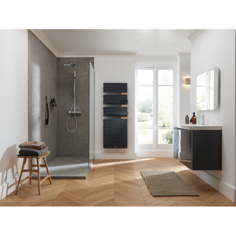 THERMOR - Sèche-serviettes connecté Allure Virtuose avec soufflerie 1750W Roche/Chêne Mat à gauche - 483143
