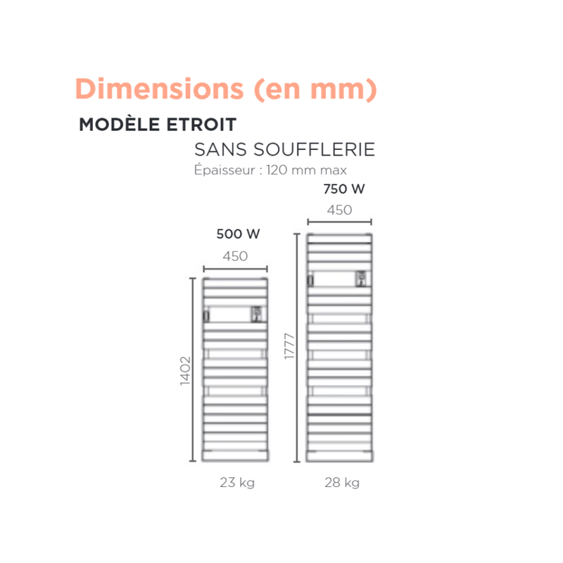 THERMOR - Sèche-serviettes Riviera 2 étroit 500W gris menhir - 497555