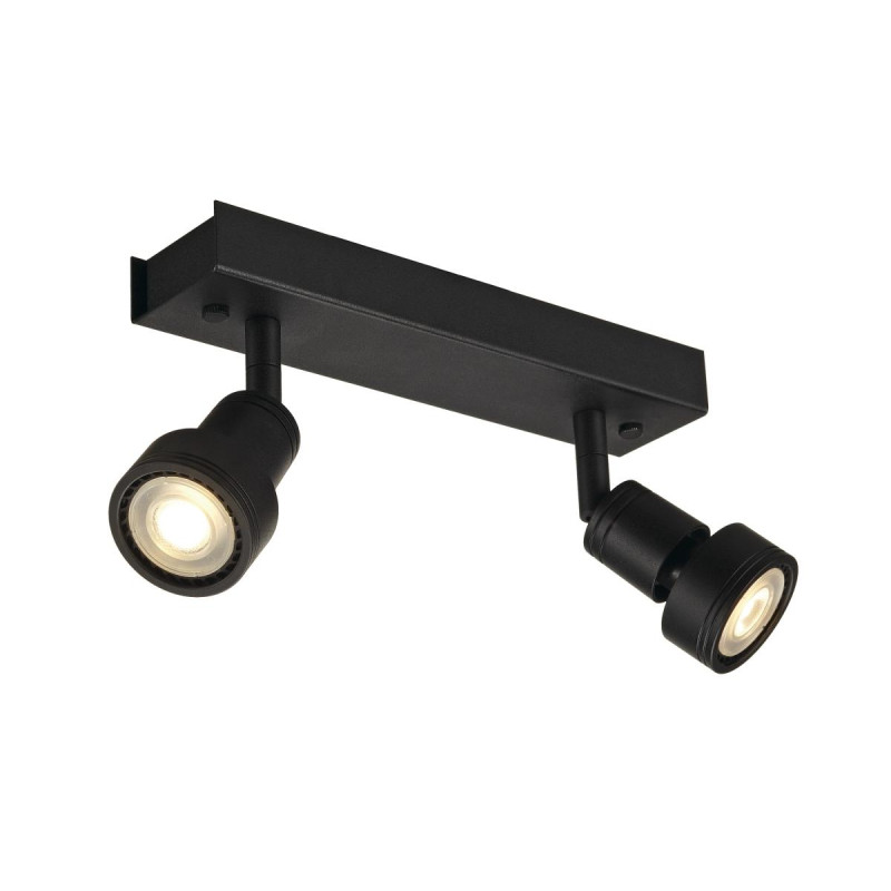 Plafonnier PURI noir mat double GU10 max. 2x50W anneau déco inclus - SLV - 147370