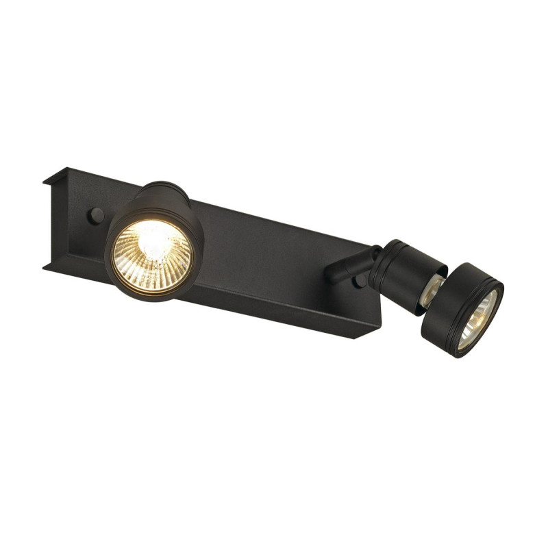 Plafonnier PURI noir mat double GU10 max. 2x50W anneau déco inclus - SLV - 147370