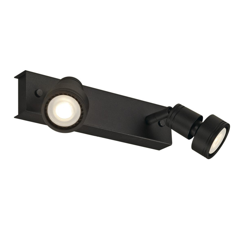 Plafonnier PURI noir mat double GU10 max. 2x50W anneau déco inclus - SLV - 147370
