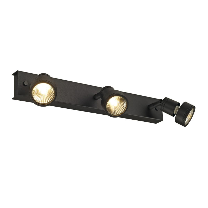 Plafonnier PURI noir mat triple GU10 max. 3x50W anneau déco inclus - SLV - 147380