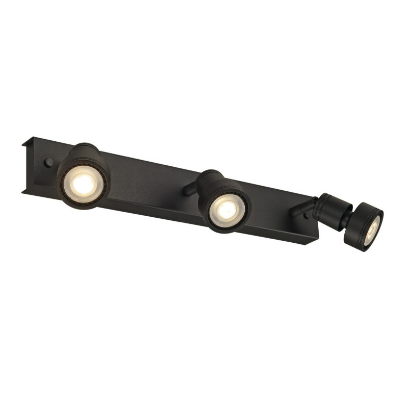 Plafonnier PURI noir mat triple GU10 max. 3x50W anneau déco inclus - SLV - 147380