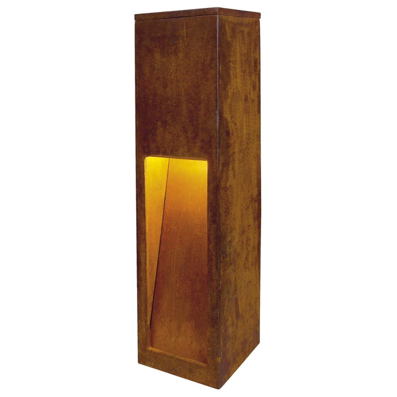 Borne extérieure RUSTY® SLOT 50 fonte rouillée E27 11W max IP44 bord mer - SLV - 229410