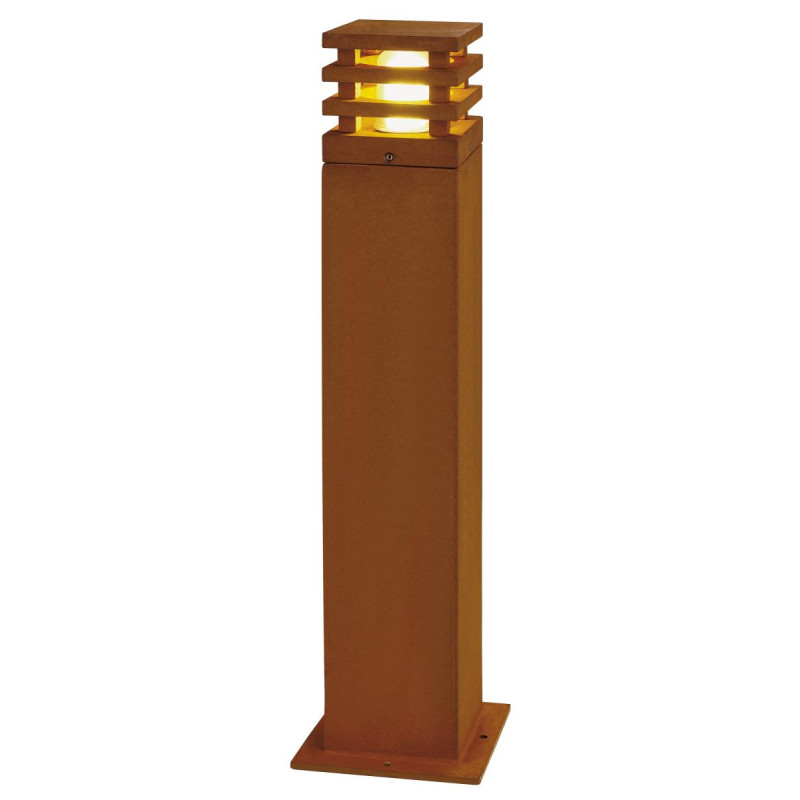 Borne extérieure carrée RUSTY® 70 fonte rouillée E27 11W max IP55 bord mer - SLV - 229421