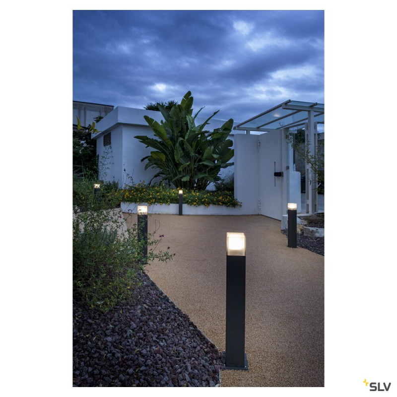 Borne extérieure carrée GRAFIT 30 gris E27 11W max IP44 - SLV - 231215