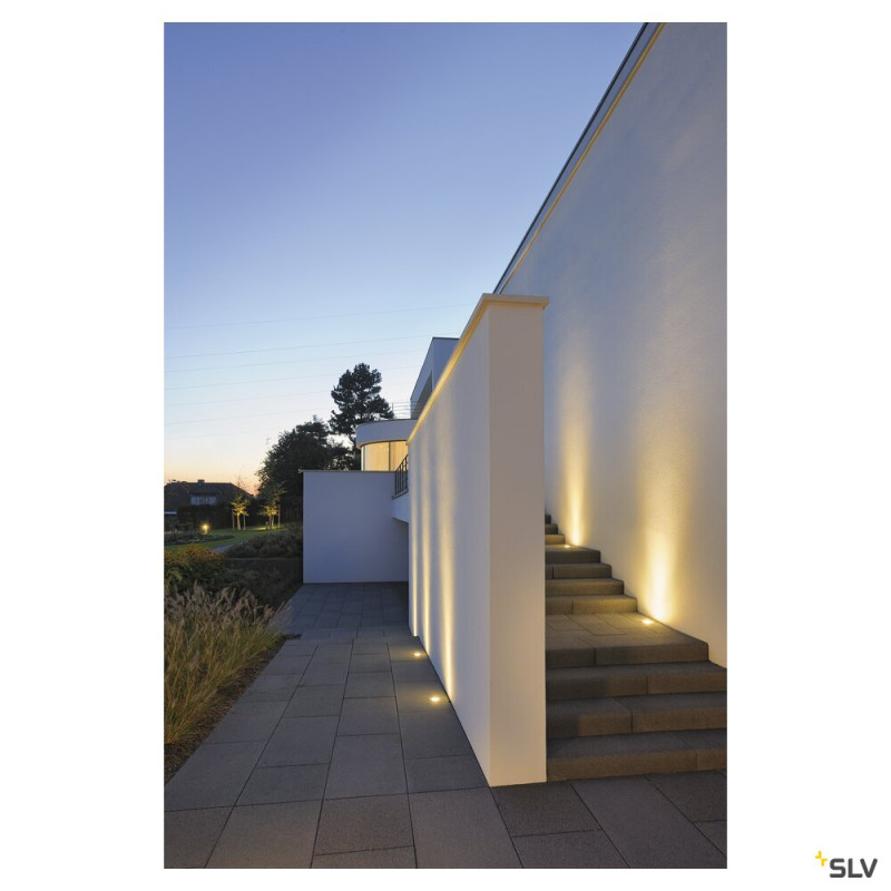 Encastré de sol DASAR 370 LED rond Inox 316 3000K 12-24V IP67 - SLV - 233540