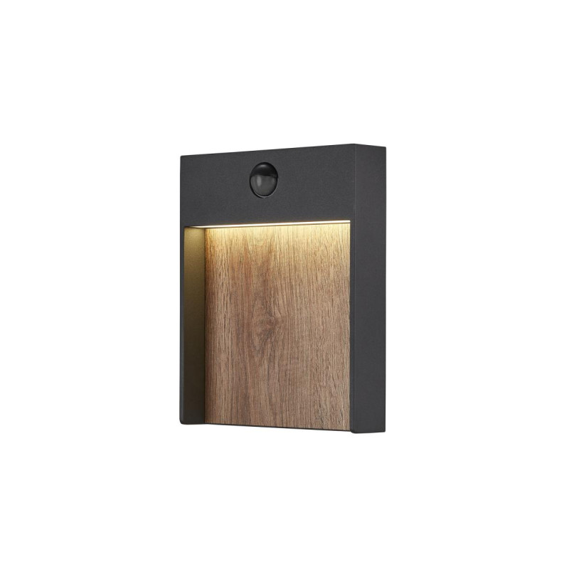 Applique extérieure FLATT SENSOR gris/imitation bois LED 16W 3000/400 - SLV - 1002955