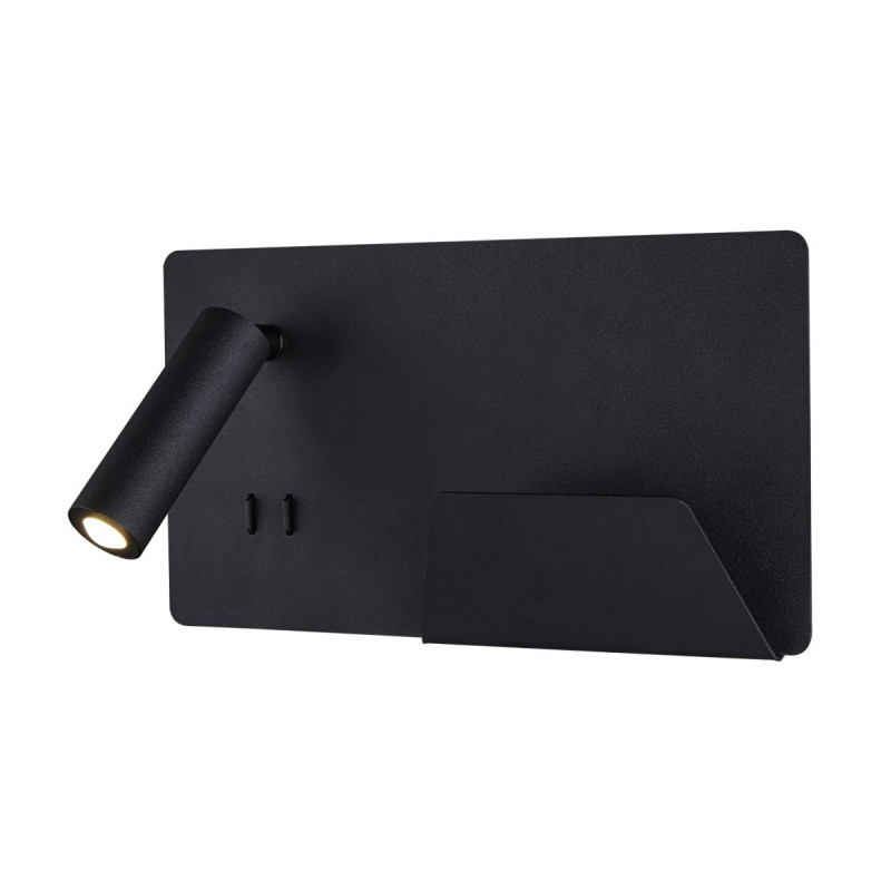 Applique int. liseuse SOMNILA SPOT droite noir LED 13W 3000K avec port USB - SLV - 1003456