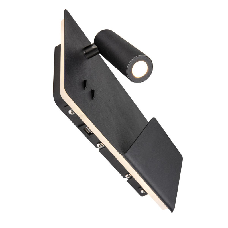Applique int. liseuse SOMNILA SPOT droite noir LED 13W 3000K avec port USB - SLV - 1003456
