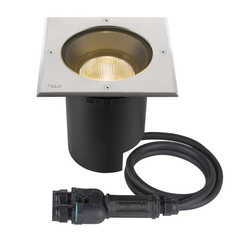 Encastré de sol carré DASAR 2.0 24° 3000&nbsp;K alimentation DALI acier inoxydable - SLV - 1007244