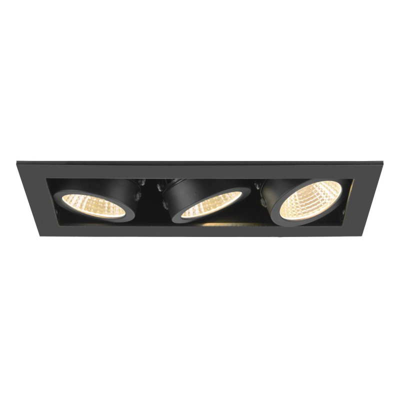 Spot encastré KADUX triple 3000&nbsp;K 38° IP&nbsp;20 carré noir - SLV - 1007567