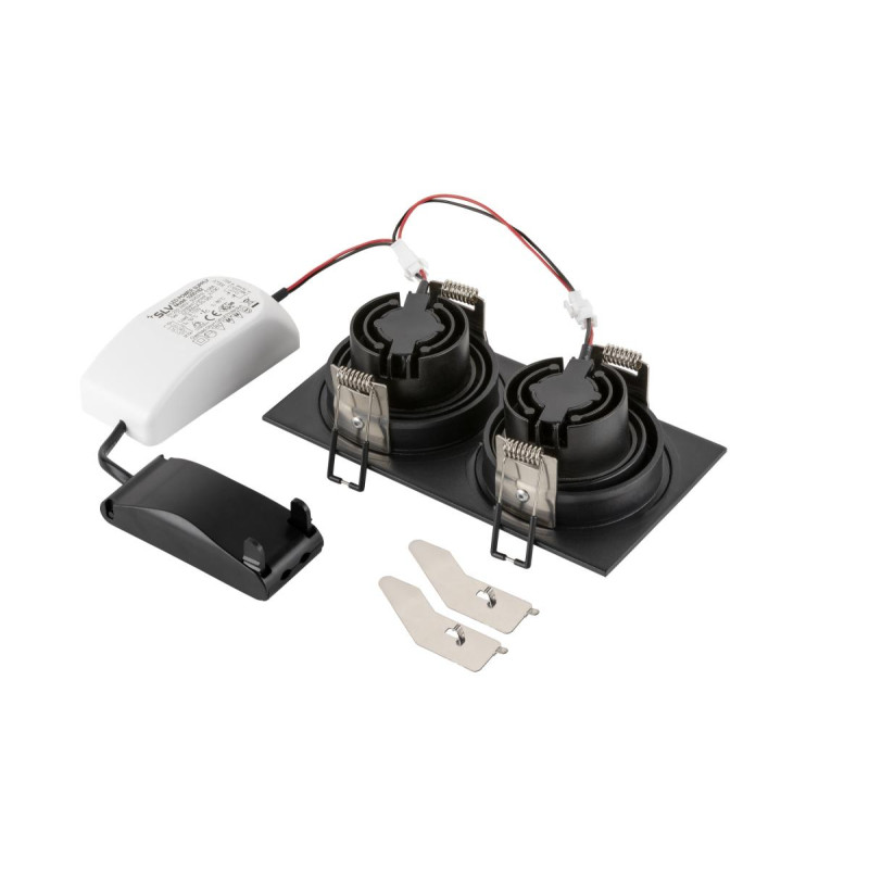 Encastré de plafond NEW TRIA® 155 carré 3000 K LED double PHASE 38° noir - SLV - 1008514