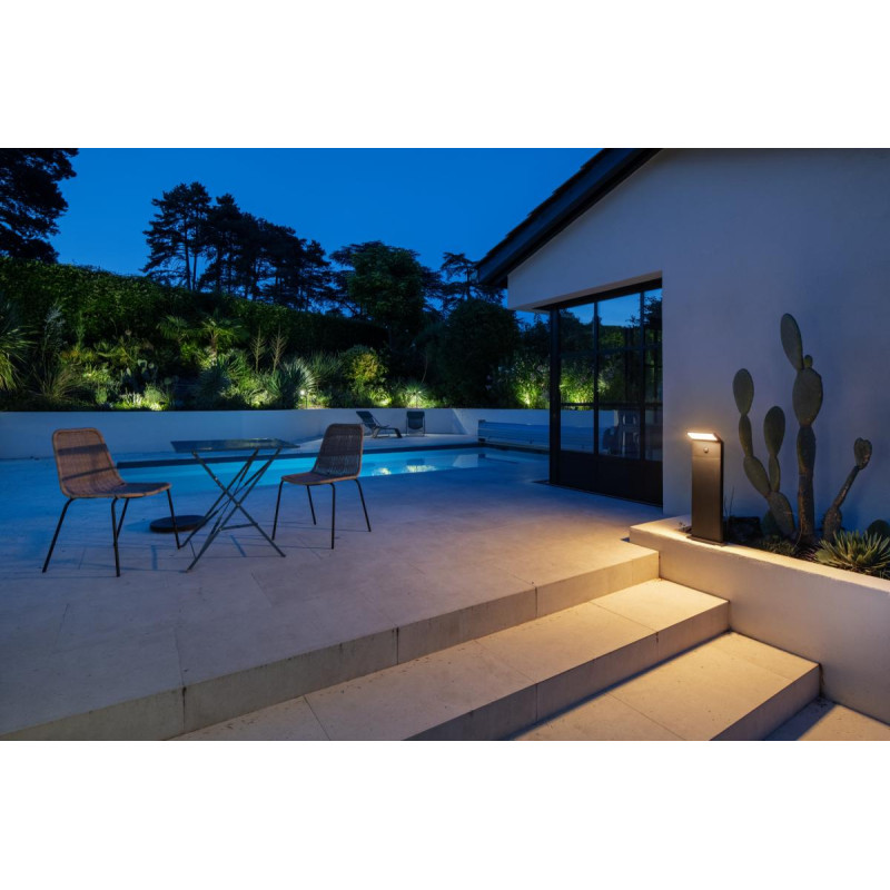 Borne ORDI II 70 SENSOR carré 2200/3000&nbsp;K IP65 noir bord de mer - SLV - 1008727
